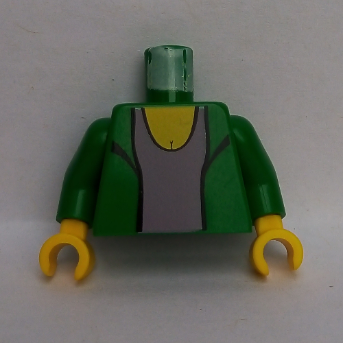 Lego Torso Blazer / Jacket over Light Violet Top Print (Mary Jane), Green Arms, Yellow Hands / Green