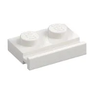 Plate Special 1 x 2 with Door Rail / White