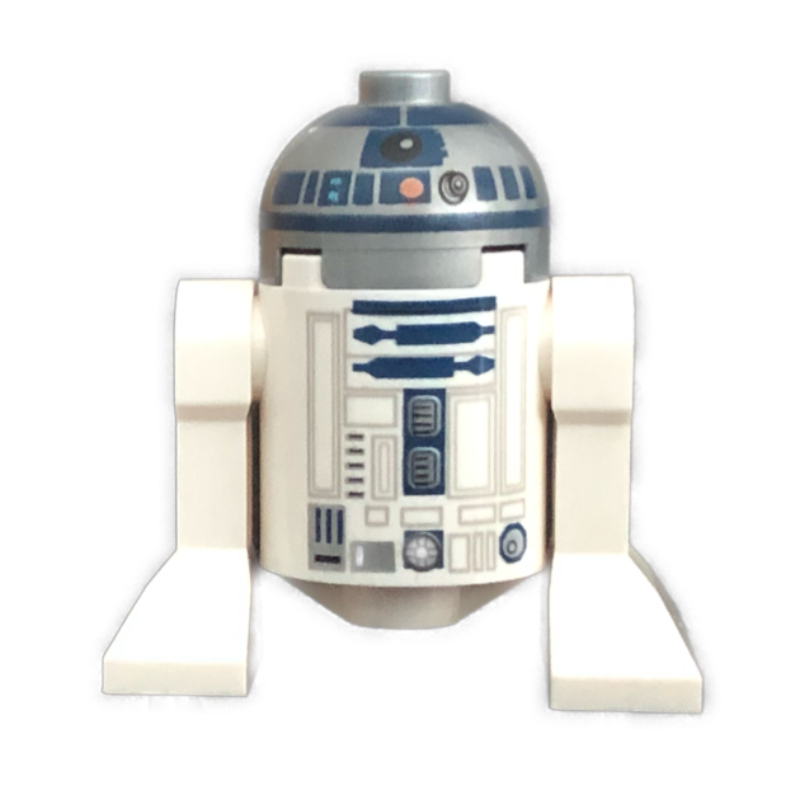 Lego Astromech Droid, R2-D2, Flat Silver Dome, Dark Blue Print with Red Dots