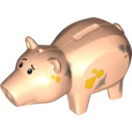 Animal, Pig with Coin Plug Hole, with Eyes and Dirt Print / Light Nougat