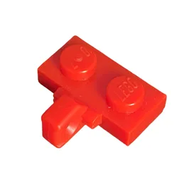 Hinge Plate 1 x 2 Locking with 1 Finger on Side, with Groove / Red