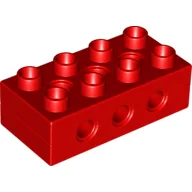 Duplo Technic Brick 2 x 4 with 3 Holes / Red