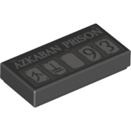 Lego Tile 1 x 2 with 'Azkaban Prison', Runes and '93' on Squares print / Black