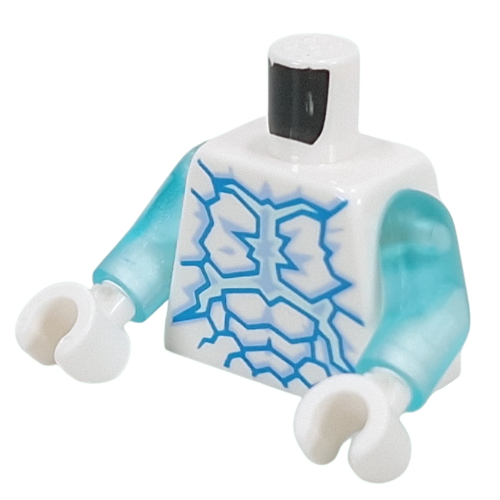 Lego Torso, Dark Azure Ice Crystal Patterns print, Trans-Light Blue Arms, White Hands / White