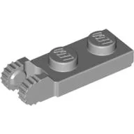 Hinge Plate 1 x 2 Locking with 2 Fingers On End, with Groove, 9 Teeth / Light Bluish Gray