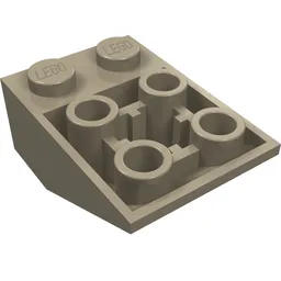Brick Sloped Inverted 33° 3 x 2, Connections between Studs, Ovoid Bottom Pin / Dark Tan