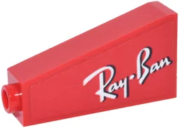 Slope 75 2 x 1 x 3 - Hollow Stud with White and Black Script 'Ray-Ban' Logo Pattern Model Right Side (Sticker) - Set 77242