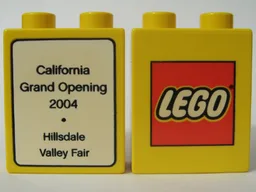 Duplo, Brick 1 x 2 x 2 with The LEGO Store California, Hillsdale, Valley Fair 2004 Opening Pattern
