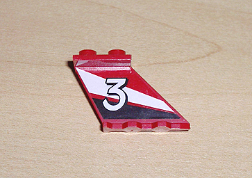 Lego Tail 4 x 2 x 2 with White Number 3 Pattern on Right Side (Sticker) - Set 6543