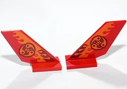 Tail Shuttle with Dark Red and Orange Flames and Red Son Logo Pattern on Both Sides (Stickers) - Set 80019
