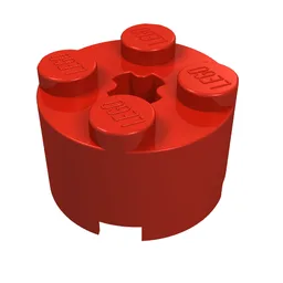 Brick Round 2 x 2 with Axle Hole / Red