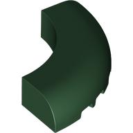 Lego Brick Round Corner 5 x 5 x 1 Curved, Bottom Cut Outs, No Studs, 9 Bottom Tubes / Dark Green