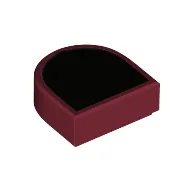 Tile Round 1 x 1 Half Circle with Black Field Print / Dark Red