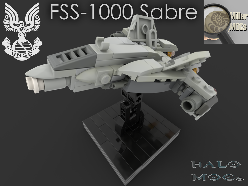 Lego Halo MOC: Mini-scale UNSC FSS-1000 Sabre Anti-Ship Starfighter [Halo: Reach]
