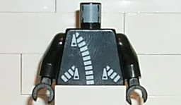 Torso Leather Jacket with Thick White Zippers Pattern / Black Arms / Black Hands