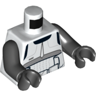 Lego Torso Detailed Scout Trooper Armour Print, Black Arms and Hands / White