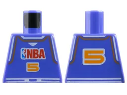 Torso Basketball Jersey Tank Top with White Trim, NBA Logo, and Orange Number 5 Pattern / Violet