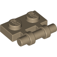 Lego Plate Special 1 x 2 Side Handle [Free Ends] / Dark Tan
