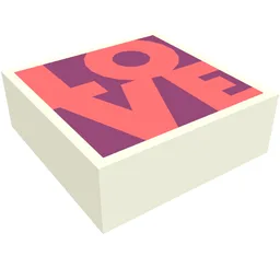 Tile 1 x 1 with Coral 'LOVE' on Magenta Background Print / White