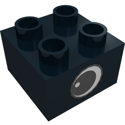 Lego Duplo Brick 2 x 2 with Eye with White Spot Print, on Two Sides - Type 1 / Black