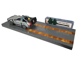 Light-up fire trails & Twin Pines Mall sign for Back to the Future Delorean