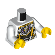 Lego Torso, Light Bluish Grey Wolf, Yellow Decorations print, White Arms, Yellow Hands / White