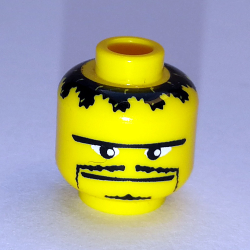 Lego Minifig Head Basketball Player, Moustache Thin, Small Goatee, Straight Connected Brow Print / Yellow