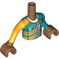 Lego Minidoll Torso Girl with Race Suit, Zippers, Tyre Print / Medium Nougat