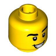 Lego Minifig Head Mariachi, Eyebrows Thick, White Pupils, Open Smile with Teeth Print / Yellow