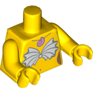 Lego Torso Shell Bra and Pink Snail Necklace Print, Yellow Arms and Hands / Yellow