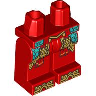 Lego Hips and Red Legs with Dark Turquoise Scaled Robe, Gold Trim, Sash, Toes print / Red