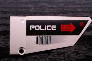 Lego Technic, Panel Fairing #18 Large Smooth, Side B with 'POLICE' and 'CAUTION HOT SURFACE' Pattern (Sticker) - Set 5973