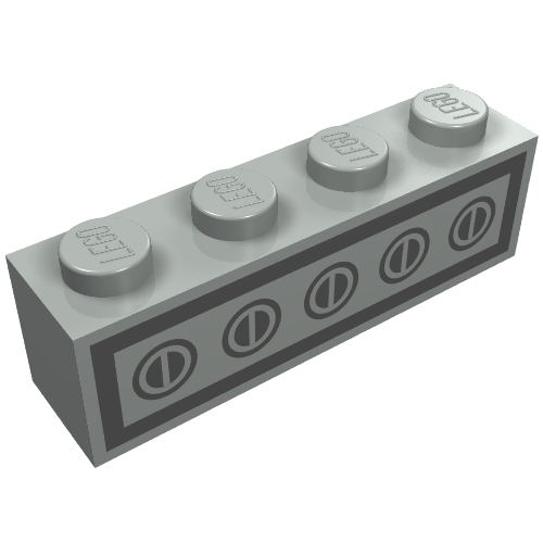 Lego Brick 1 x 4 with Bottom Tubes, Lowered Center Cross Support with Homemaker Stove Switch Print / Light Gray