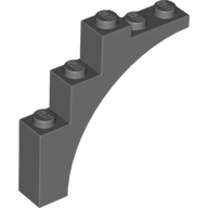 Lego Brick Arch 1 x 5 x 4 [Continuous Bow, Raised Underside Cross Supports] / Dark Bluish Gray