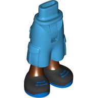 Lego Minidoll Hips and Cargo Pants with Reddish Brown Legs, Black/Blue Shoes print [Thin Hinge] / Dark Azure