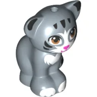 Animal, Cat, Sitting with Medium Nougat Eyes, Dark Pink Nose and Black and White Patches (Chico) Print / Sand Blue