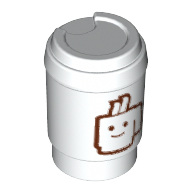 Lego Equipment Cup with Take Out Lid and Minifig Smile Print / White