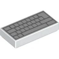 Tile 1 x 2 with Computer Keyboard with No Letters Print / White