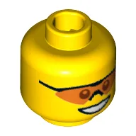 Minifig Head, Orange Sunglasses with Nose Piece, Smile and Chin Dimple Print [Blocked Open Stud] / Yellow