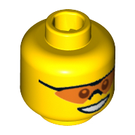 Lego Minifig Head, Orange Sunglasses with Nose Piece, Smile and Chin Dimple Print [Blocked Open Stud] / Yellow