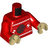Lego Torso, Christmas Sweater, White Decorations, Black Death Star print, Red Arms, Tan Hands / Red