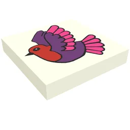 Tile 2 x 2 with Bird Print / White