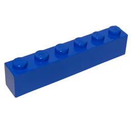 Brick 1 x 6 with Bottom Tubes and 2 Lowered Cross Supports / Blue