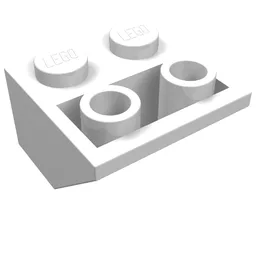Brick Sloped Inverted 45° 2 x 2 [Ovoid Bottom Pin, Bar-sized Stud Holes] / White