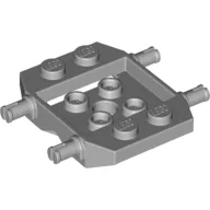 Vehicle Base 4 x 4 x 2/3 with Wheel Clip Pins, Wedge, 2 x 2 Recessed Center with Hole / Light Bluish Gray