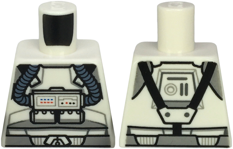 Lego Torso SW Clone Pilot with Sand Blue Hoses, Black Straps, Light Bluish Gray Shoulders and Belt Pattern