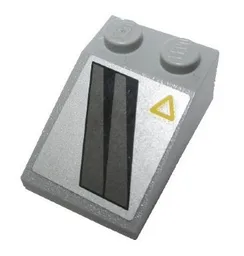 Slope 33 3 x 2 with Black and Dark Gray Diagonal Stripes, Yellow Triangle in Upper Right Corner Pattern (Sticker) - Set 8630