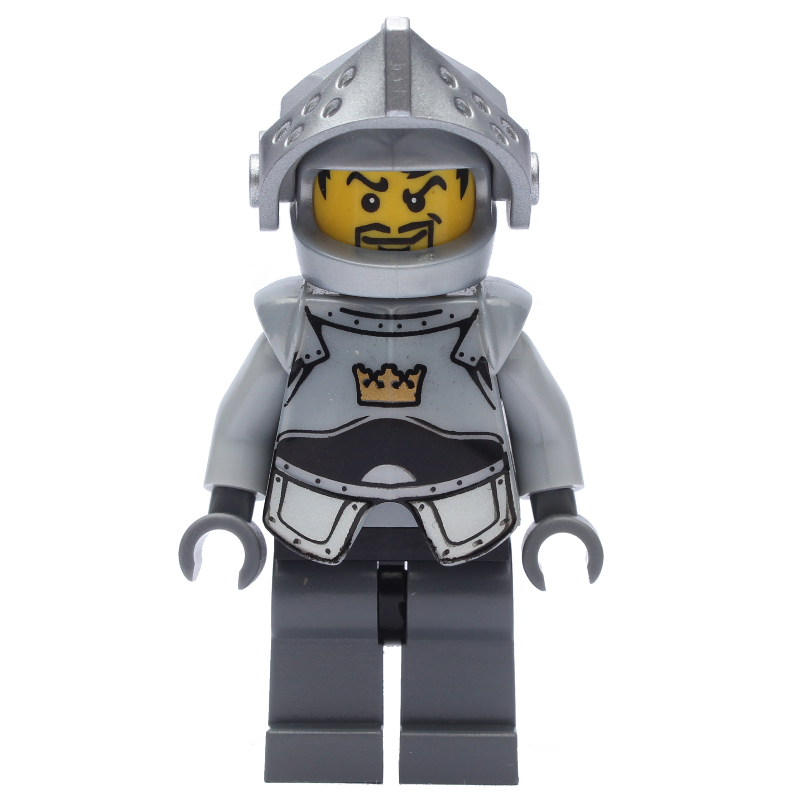 Lego Knight - Crown Symbol, Pearl Grey Breastplate, Dark Bluish Grey legs