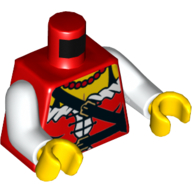 Lego Torso Corset with Diagonal Belt Print, White Arms, Yellow Hands / Red