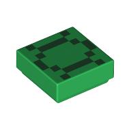 Lego Tile 1 x 1 with Dark Green Squares / Pixelated Turtle Shell print / Green